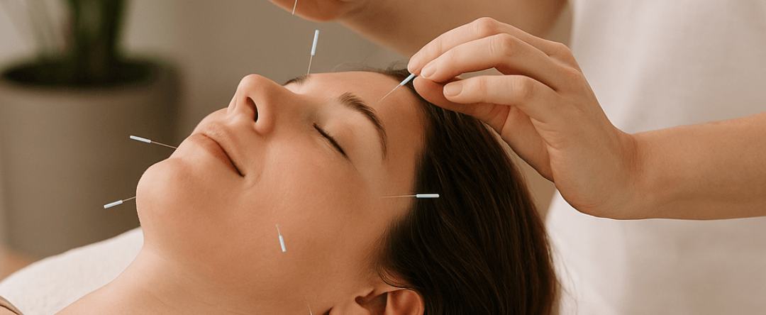 femme détendue recevant une séance d’acupuncture pour le stress