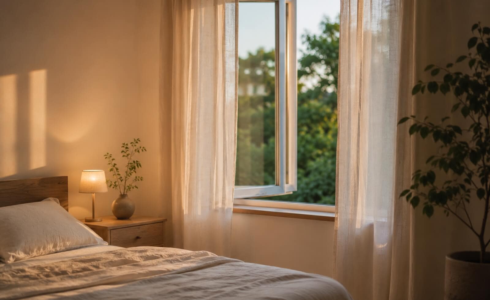 Chambre fraîche et apaisante pour favoriser le sommeil pendant la canicule