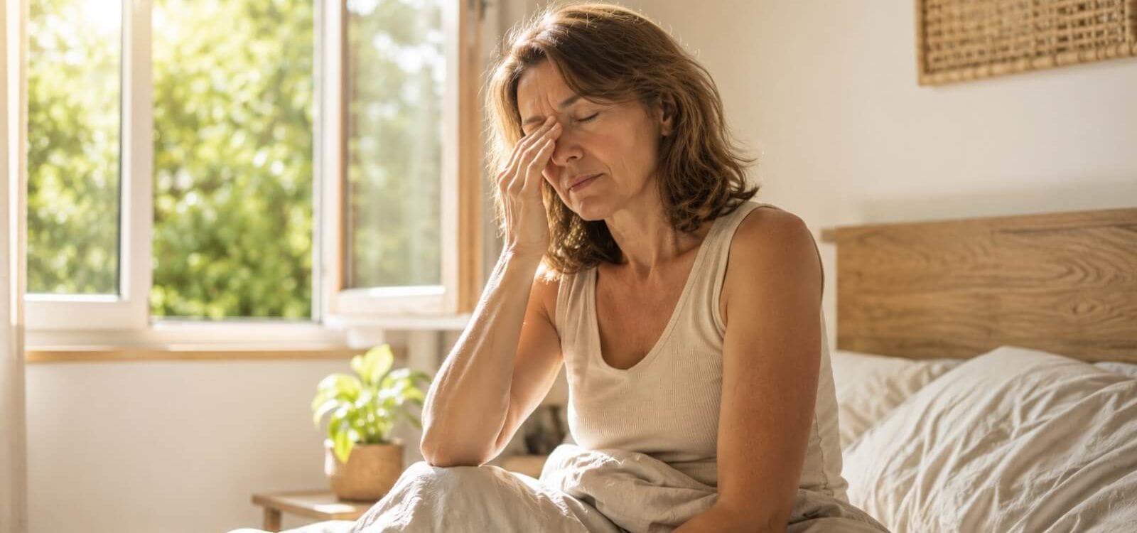 Femme fatiguée après une nuit d'insomnie liée à la canicule